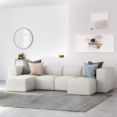 Varick U-Chaise Sectional - Alabaster Vintage Leather