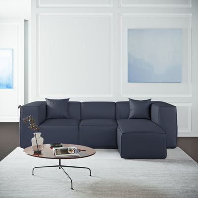 Varick Left-Chaise Sectional - Blue Print Plush Velvet