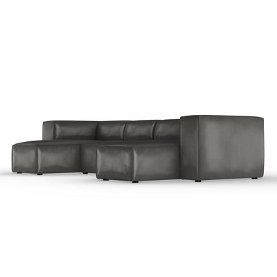 Varick U-Chaise Sectional - Graphite Vintage Leather
