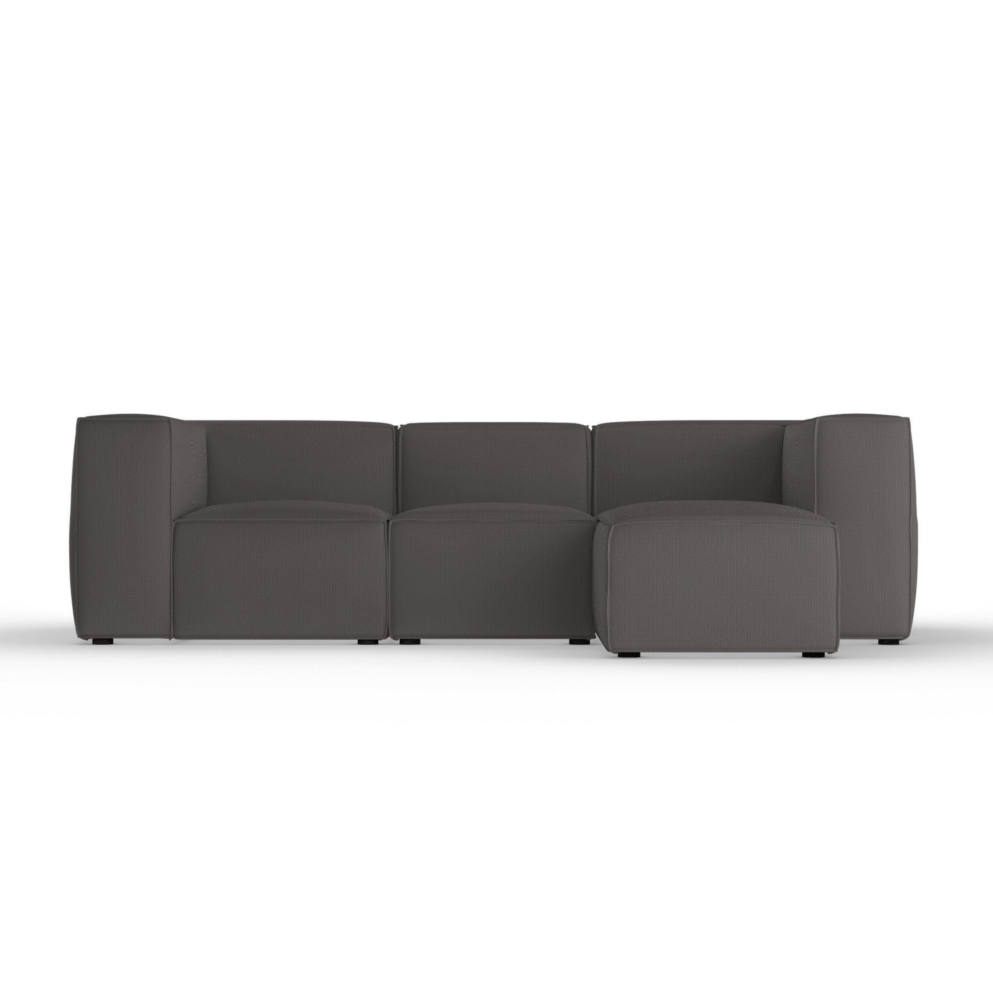 Varick Right-Chaise Sectional - Graphite Box Weave Linen