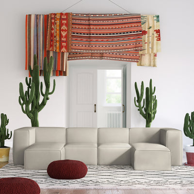 Varick U-Chaise Sectional - Oyster Plush Velvet
