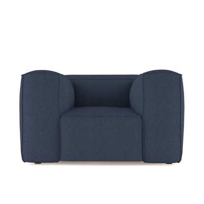 Varick Chair - Blue Print Box Weave Linen