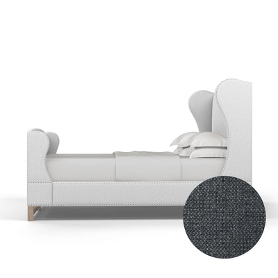 Herbert Wingback Bed w/ Footboard - Bluebell Basketweave