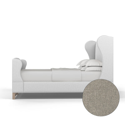 Herbert Wingback Bed w/ Footboard - Silver Streak Basketweave