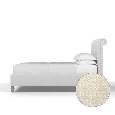 Empire Scroll Bed - Alabaster Basketweave