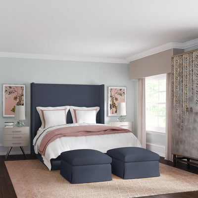 Ludlow Ottoman - Blue Print Vintage Leather