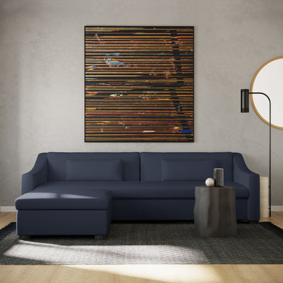 Crosby Ottoman - Blue Print Crushed Velvet