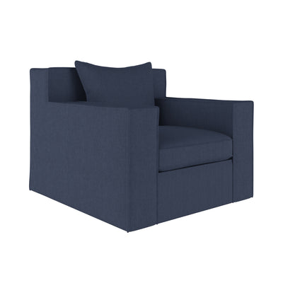Mulberry Chair - Blue Print Box Weave Linen