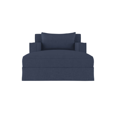 Mulberry Chaise - Blue Print Box Weave Linen