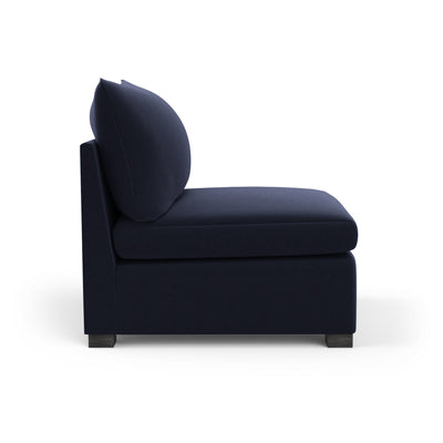 Evans Armless Chair - Blue Print Plush Velvet