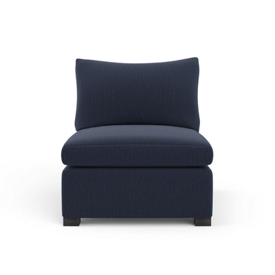 Evans Armless Chair - Blue Print Box Weave Linen