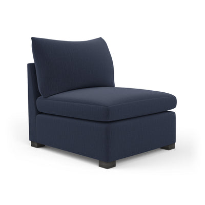 Evans Armless Chair - Blue Print Box Weave Linen