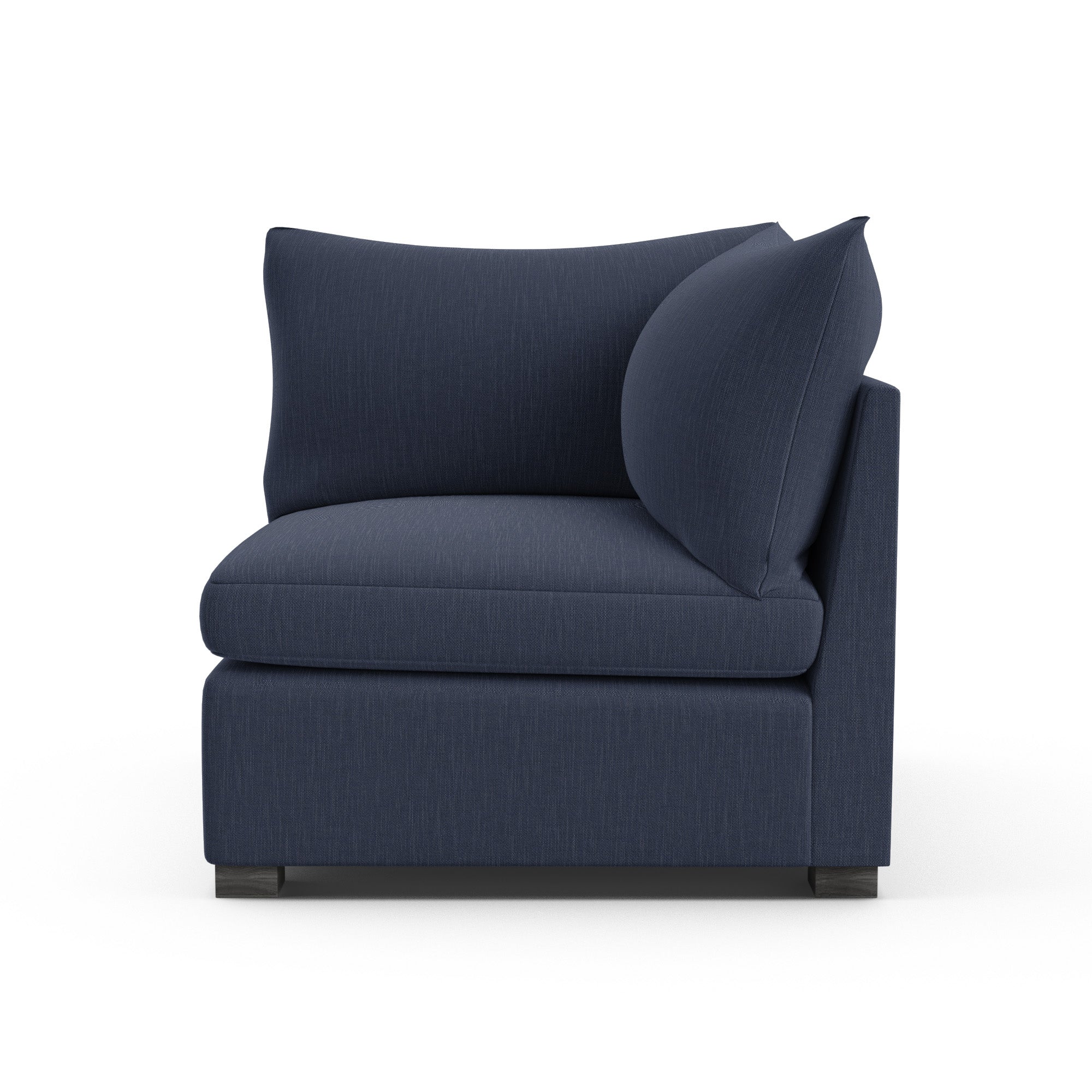 Evans Corner Chair - Blue Print Box Weave Linen