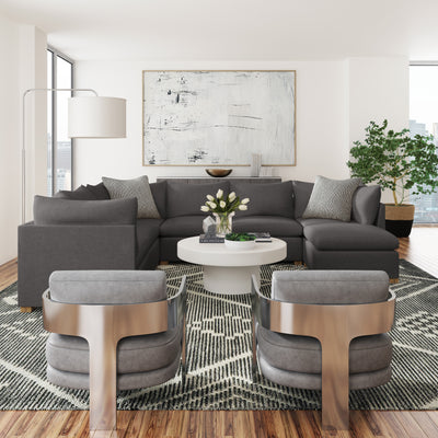 Evans 7-Piece U-Shape Sectional - Graphite Plush Velvet