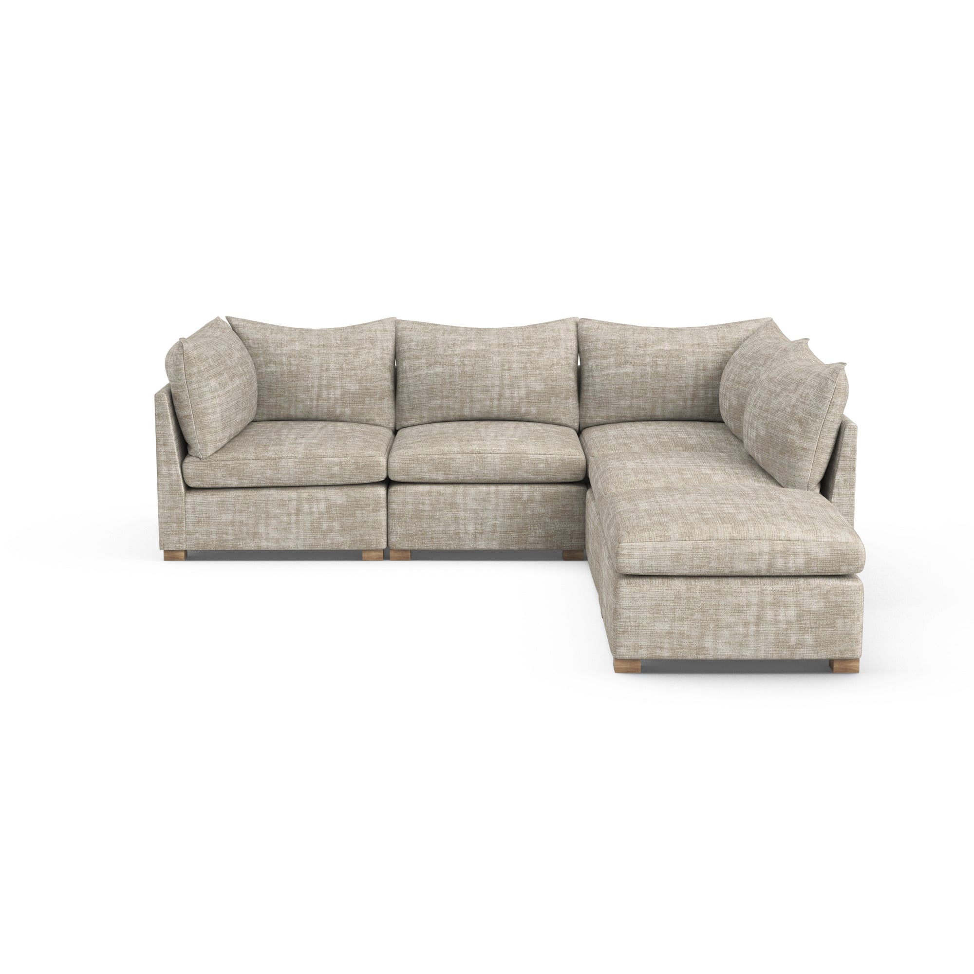 Evans 5-Piece Corner Sectional - Oyster Crushed Velvet