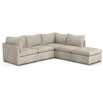 Evans 5-Piece Corner Sectional - Oyster Crushed Velvet