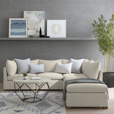 Evans 5-Piece Corner Sectional - Oyster Crushed Velvet