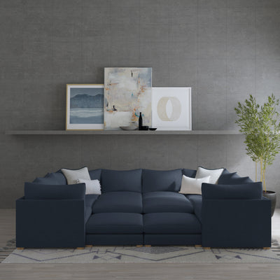 Evans 12-Piece Total-Pit Sectional - Bluebell Pebble Weave Linen