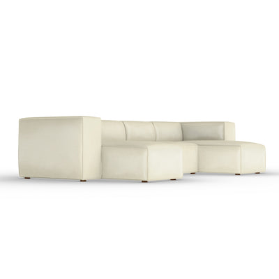 Varick U-Chaise Sectional - Alabaster Vintage Leather