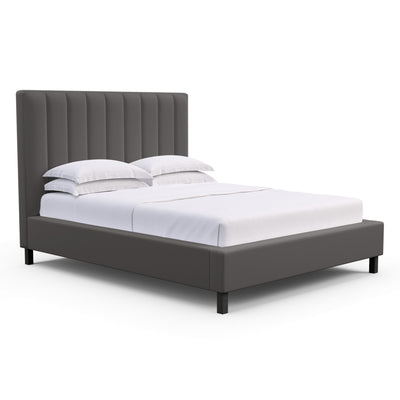 Highline Vertical Channel Panel Bed - Graphite Box Weave Linen