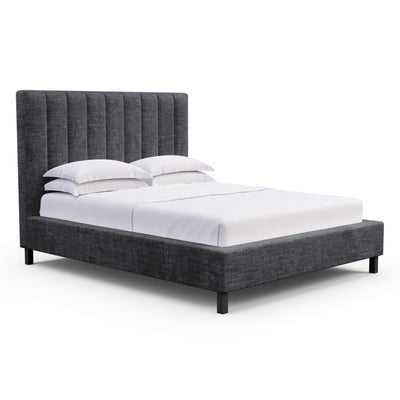 Highline Vertical Channel Panel Bed - Graphite Crushed Velvet