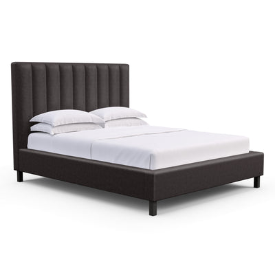 Highline Vertical Channel Panel Bed - Graphite Vintage Leather