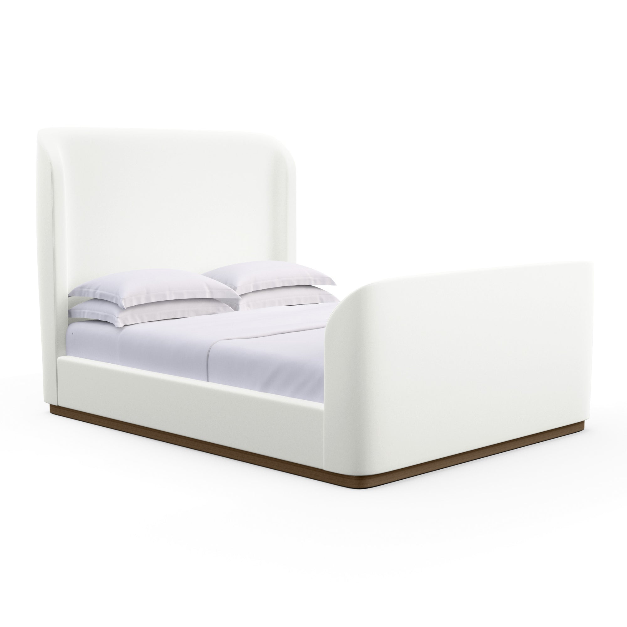 Barrow Shelter Bed w/ Footboard - Blanc Plush Velvet