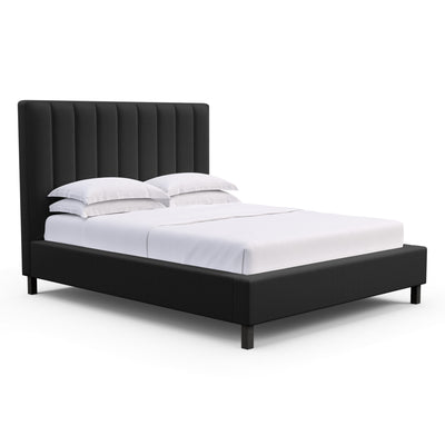 Highline Vertical Channel Panel Bed - Black Jack Box Weave Linen