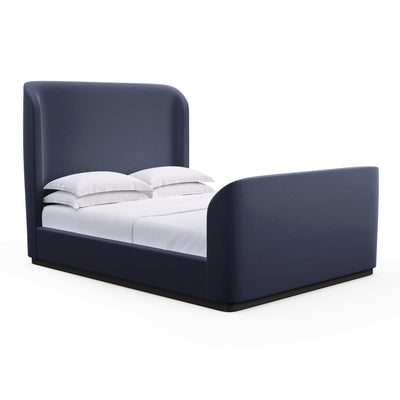 Barrow Shelter Bed w/ Footboard - Blue Print Plush Velvet