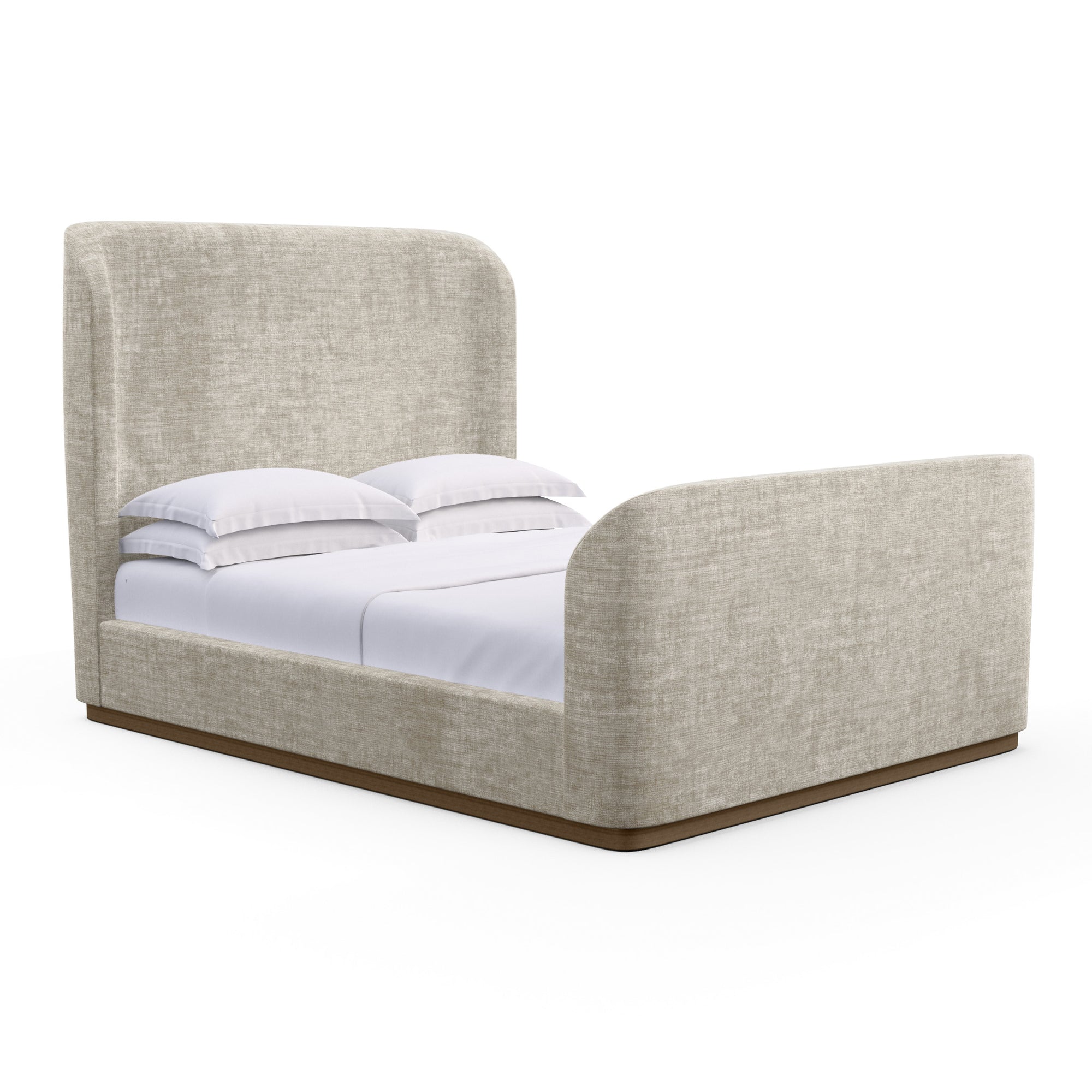 Barrow Shelter Bed w/ Footboard - Oyster Crushed Velvet