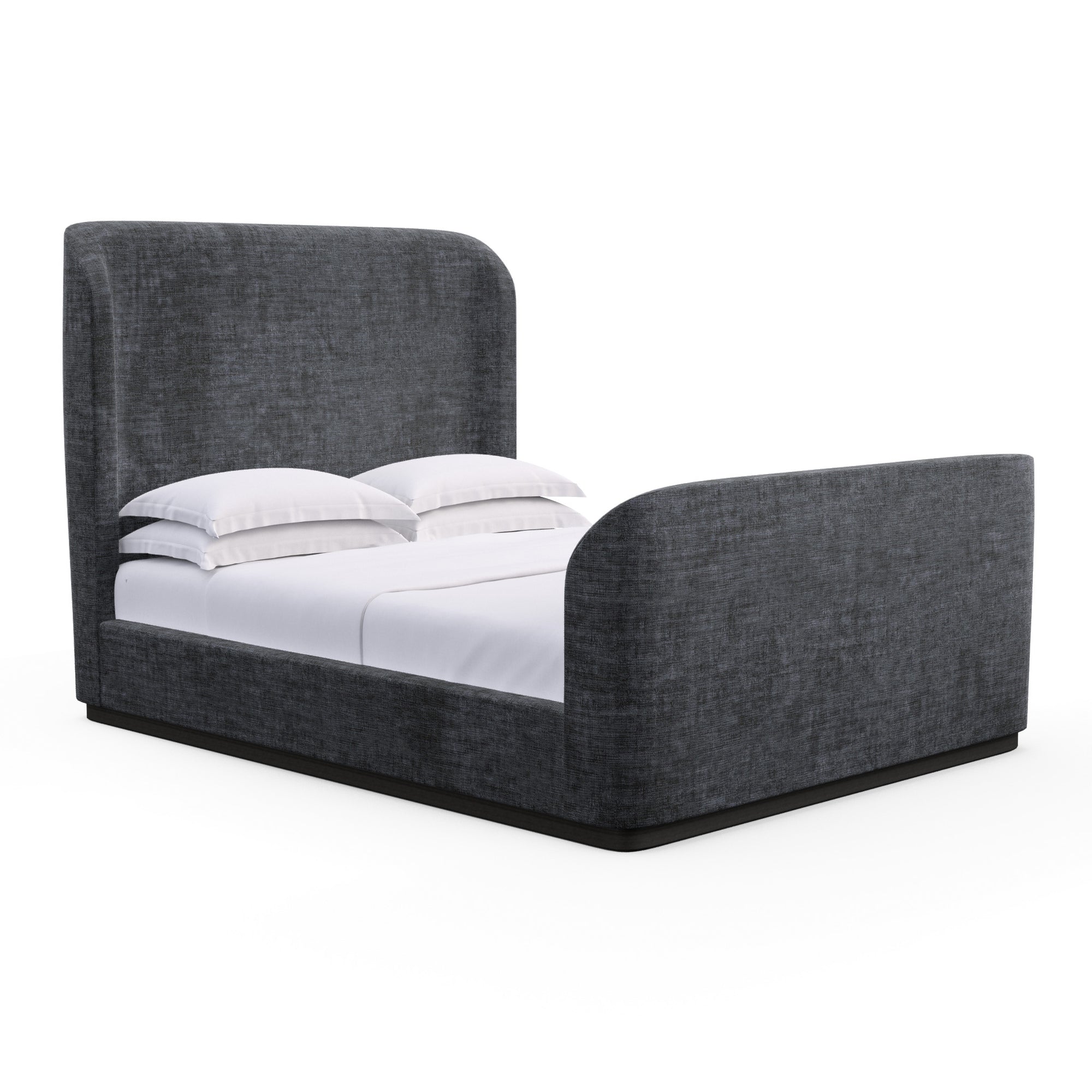 Barrow Shelter Bed w/ Footboard - Graphite Crushed Velvet