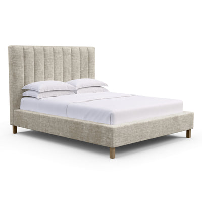 Highline Vertical Channel Panel Bed - Oyster Crushed Velvet