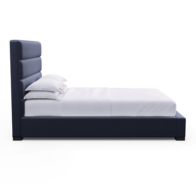Boyd Horizontal Channel Panel Bed - Blue Print Plush Velvet
