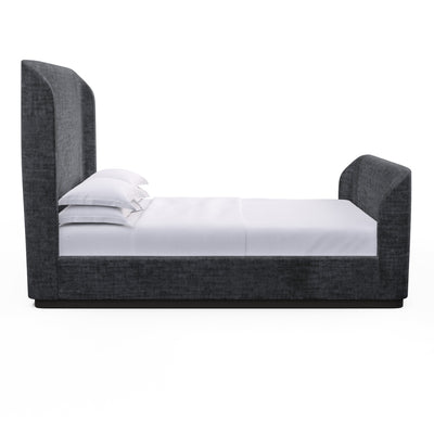 Barrow Shelter Bed w/ Footboard - Graphite Crushed Velvet