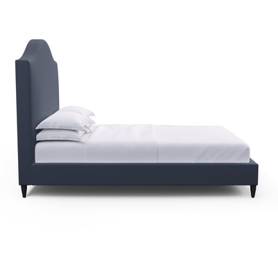 Montague Arched Panel Bed - Blue Print Box Weave Linen