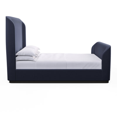 Barrow Shelter Bed w/ Footboard - Blue Print Plush Velvet
