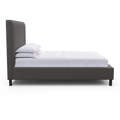 Highline Vertical Channel Panel Bed - Graphite Box Weave Linen