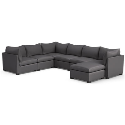 Evans 7-Piece U-Shape Sectional - Graphite Plush Velvet