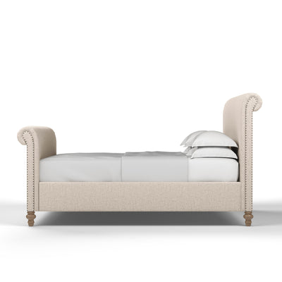 Empire Scroll Bed w/ Footboard - Oyster Plush Velvet
