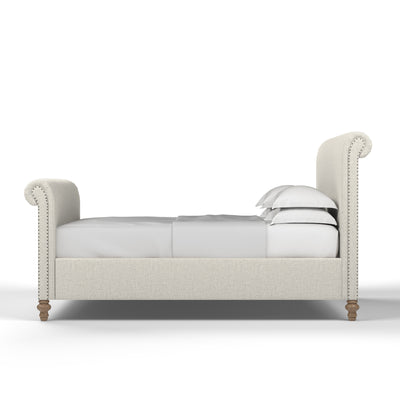 Empire Scroll Bed w/ Footboard - Alabaster Box Weave Linen