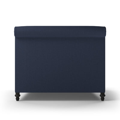 Empire Scroll Bed w/ Footboard - Blue Print Box Weave Linen