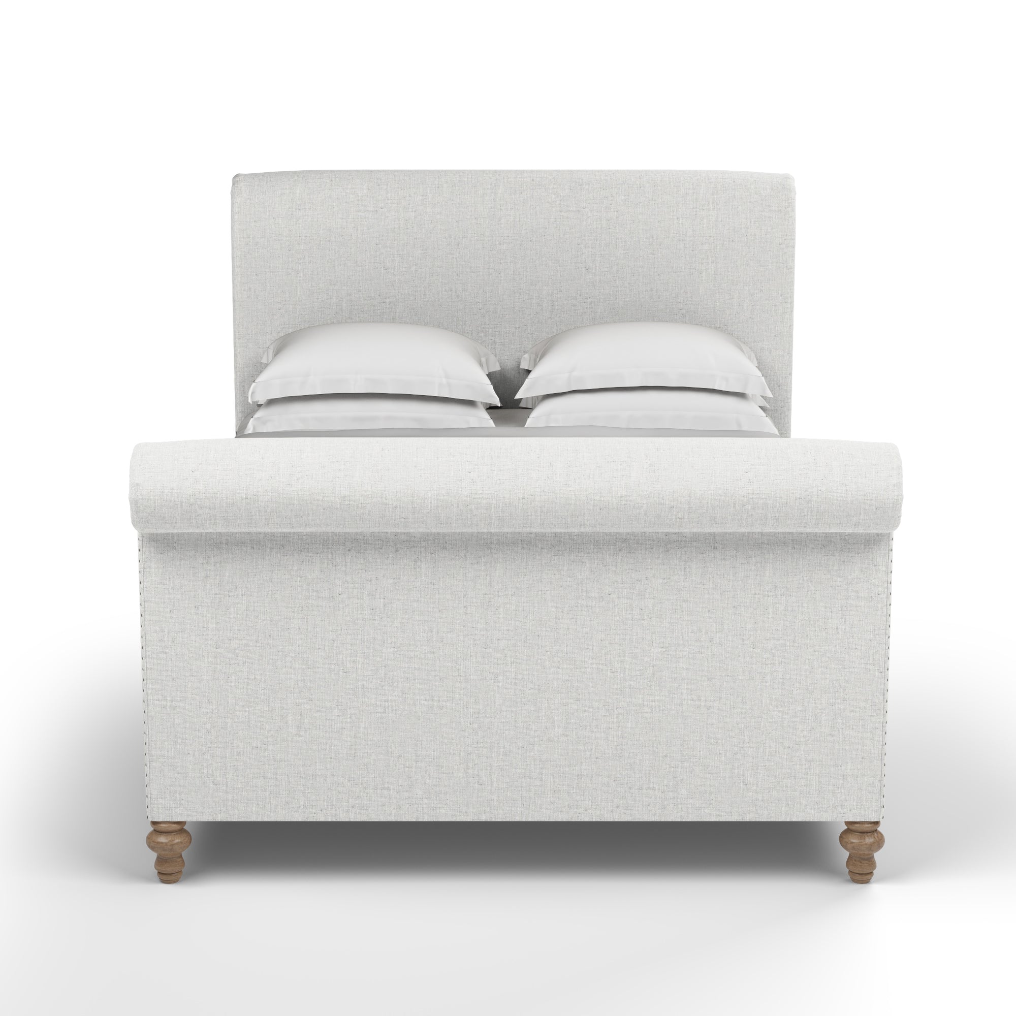 Empire Scroll Bed w/ Footboard - Blanc Box Weave Linen
