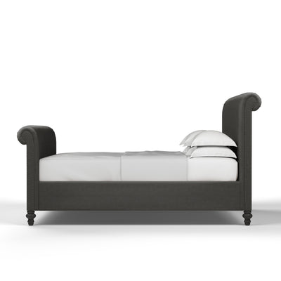 Empire Scroll Bed w/ Footboard - Graphite Vintage Leather