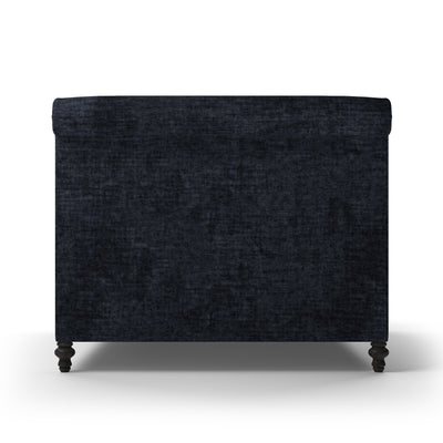 Empire Scroll Bed w/ Footboard - Blue Print Crushed Velvet