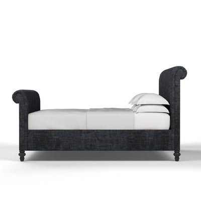 Empire Scroll Bed w/ Footboard - Graphite Crushed Velvet
