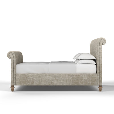 Empire Scroll Bed w/ Footboard - Oyster Crushed Velvet