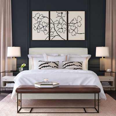 Empire Scroll Bed - Alabaster Basketweave