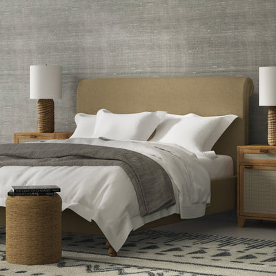 Empire Scroll Bed - Marzipan Box Weave Linen