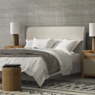 Empire Scroll Bed - Oyster Pebble Weave Linen