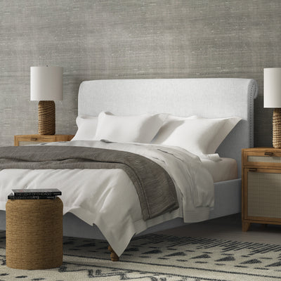 Empire Scroll Bed - Blanc Box Weave Linen